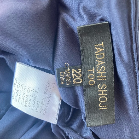 Tadashi Shoji Too Deep Blue Lace V Neck short Sleeve Maxi Dress 22Q - Picture 11 of 13